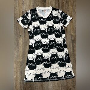 Women’s PajaBears Cat Print Pajama Dress Small